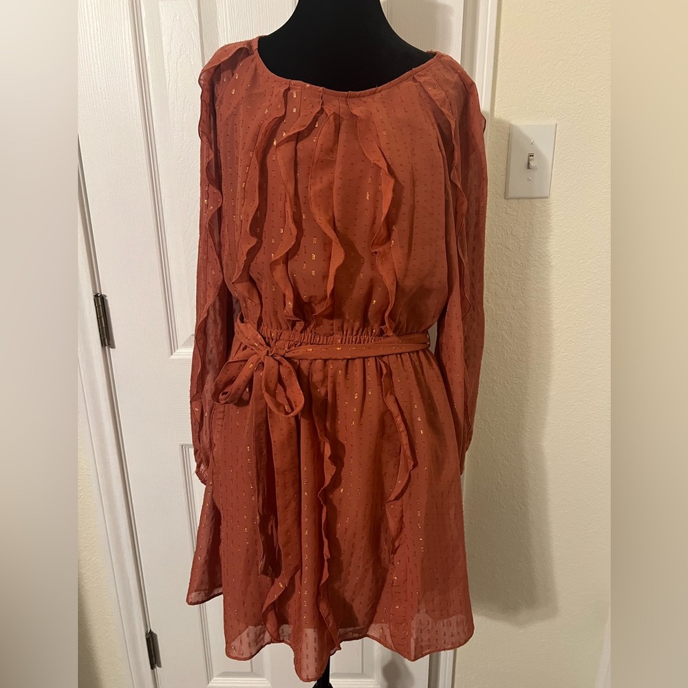 LC Lauren Conrad Orange Long Sleeve Sundress